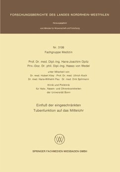 Einfluß der eingeschränkten Tubenfunktion auf das Mittelohr (eBook, PDF) - Opitz, Hans-Joachim