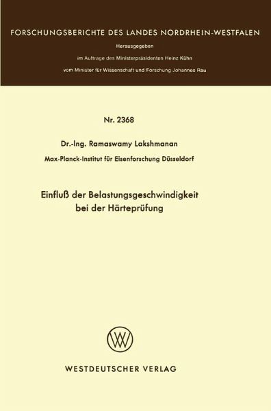 Einfluß der Belastungsgeschwindigkeit bei der Härteprüfung (eBook, PDF) Einfluß der Belastungsgeschwindigkeit bei der Härteprüfung (eBook, PDF)