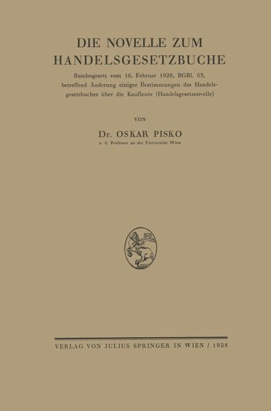 Die Novelle zum Handelsgesetzbuche (eBook, PDF)