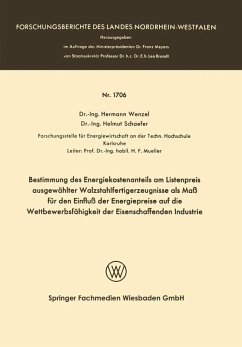 Cover Bestimmung des Energiekostenanteils am Listenpreis ausgewählter Walzstahlfertigerzeugnisse als Maß für den Einfluß der Energiepreise auf die Wettbewerbsfähigkeit der Eisenschaffenden Industrie (eBook, PDF)