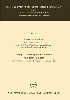 Beitrag zur Messung der Produktivität und deren Vergleich auf der Grundlage technischer Mengengrößen (eBook, PDF) - Frenz, Wolfgang