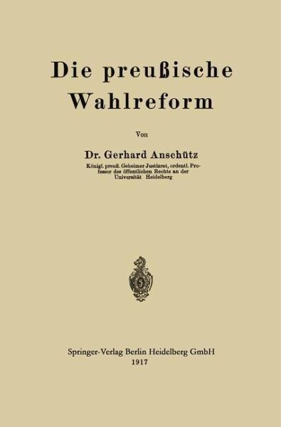 Die preußische Wahlreform (eBook, PDF)
