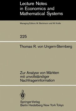 Zur Analyse von Märkten mit unvollständiger Nachfragerinformation (eBook, PDF) - Ungern-Sternberg, T. R. V.