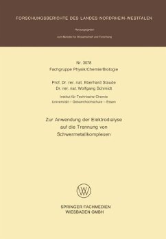 Zur Anwendung der Elektrodialyse auf die Trennung von Schwermetallkomplexen (eBook, PDF) - Staude, Eberhard