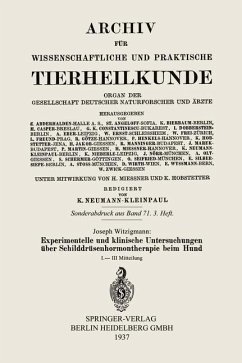 Cover Experimentelle und klinische Untersuchungen über Schilddrüsenhormontherapie beim Hund (eBook, PDF)