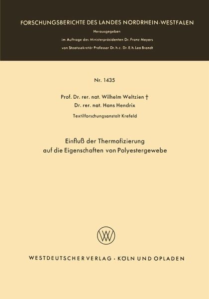 Einfluß der Thermofizierung auf die Eigenschaften von Polyestergewebe (eBook, PDF)