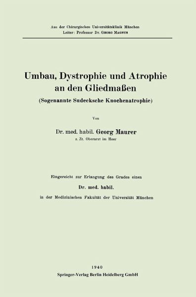 Umbau, Dystrophie und Atrophie an den Gliedmaßen (eBook, PDF)