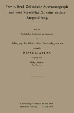 Cover Der v. Orel-Zeissische Stereoautograph und neue Vorschläge für seine weitere Ausgestaltung (eBook, PDF)