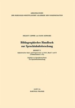 Bibliographisches Handbuch zur Sprachinhaltsforschung (eBook, PDF) - Gipper, Helmut; Schwarz, Hans
