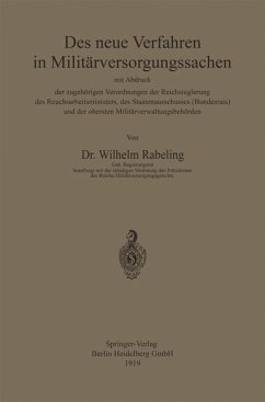 Das neue Verfahren in Militärversorgungssachen (eBook, PDF) - Rabeling, Wilhelm