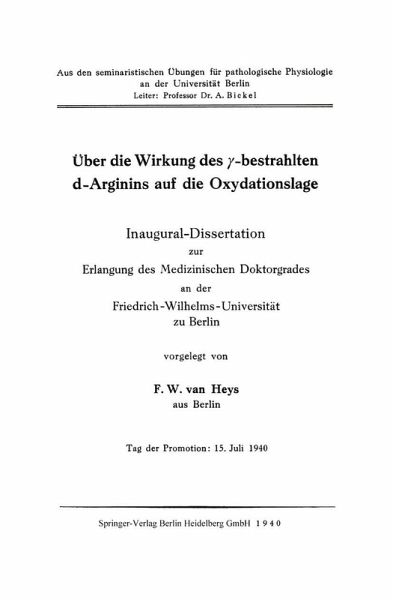 Über die Wirkung des ¿-bestrahlten d-Arginins auf die Oxydationslage (eBook, PDF)