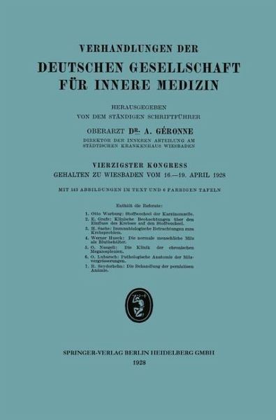 Verhandlungen der Deutschen Gesellschaft für Innere Medizin (eBook, PDF) Verhandlungen der Deutschen Gesellschaft für Innere Medizin (eBook, PDF)