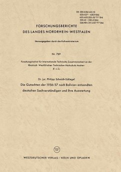 Die Gutachten der 1956/57 nach Bolivien entsandten deutschen Sachverständigen und ihre Auswertung (eBook, PDF) - Schmidt-Schlegel, Philipp