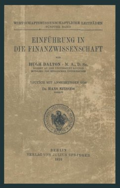 Einführung in die Finanzwissenschaft (eBook, PDF) - Dalton, Hugh; Neisser, Hans