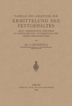Cover Tabelle und Anleitung zur Ermittelung des Fettgehaltes nach vereinfachtem Verfahren in Nahrungsmitteln . Futtermitteln und Gebrauchsgegenständen (eBook, PDF)