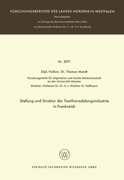 Stellung und Struktur der Textilveredelungsindustrie in Frankreich (eBook, PDF)