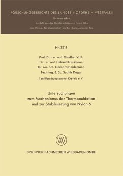 Untersuchungen zum Mechanismus der Thermooxidation und zur Stabilisierung von Nylon 6 (eBook, PDF) - Valk, Giselher; Krüssmann, Helmut; Heidemann, Gerhard; Dugal, Sudhir