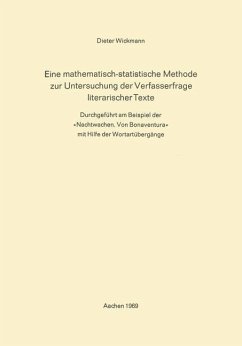 Cover Eine Mathematisch-Statistische Methode zur Untersuchung der Verfasserfrage Literarischer Texte (eBook, PDF)
