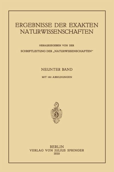 Ergebnisse der Exakten Naturwissenschaften (eBook, PDF)