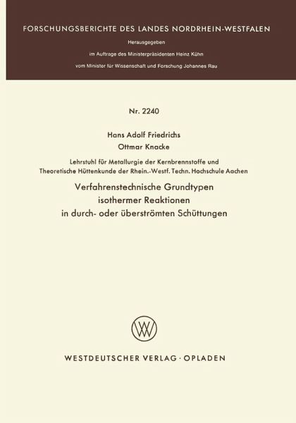 Verfahrenstechnische Grundtypen isothermer Reaktionen in durch- oder überströmten Schüttungen (eBook, PDF) Verfahrenstechnische Grundtypen isothermer Reaktionen in durch- oder überströmten Schüttungen (eBook, PDF)