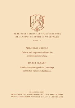 Cover Gelöste und ungelöste Probleme der Unternehmensforschung / Produktionsplanung auf der Grundlage technischer Verbrauchsfunktionen (eBook, PDF)