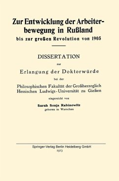 Zur Entwicklung der Arbeiterbewegung in Rußland bis zur großen Revolution von 1905 (eBook, PDF) - Rabinowitz, Sarah Sonja