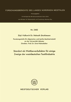 Standort als Wettbewerbsfaktor für einige Zweige der westdeutschen Textilindustrie (eBook, PDF) - Strothmann, Helmuth