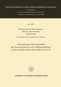 Untersuchungen über den Einfluß der Zusammensetzung und Gefügeausbildung auf das Anlaßverhalten des Stahles X 40 Cr 13 (eBook, PDF) - Stüdemann, Hans