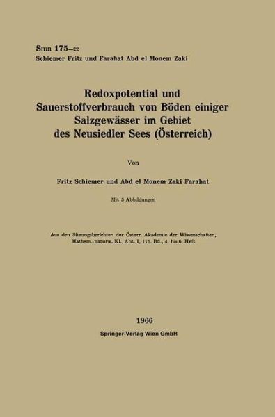 Redoxpotential und Sauerstoffverbrauch von Böden einiger Salzgewässer im Gebiet des Neusiedler Sees (Österreich) (eBook, PDF)