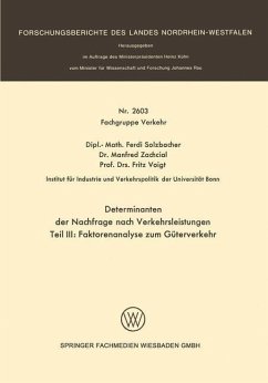 Determinanten der Nachfrage nach Verkehrsleistungen (eBook, PDF) - Solzbacher, Ferdi; Zachcial, Manfred; Voigt, Fritz