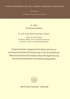Cover Experimentelle Längsschnittuntersuchung zur schreibmotorischen Entwicklung in der Grundschule. Mikromotorische Schreibdruckkurvenregistrierung bei unterschiedlichen Schreibübungsgeräten (eBook, PDF)