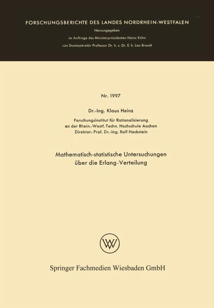 Mathematisch-statistische Untersuchungen über die Erlang-Verteilung (eBook, PDF) Mathematisch-statistische Untersuchungen über die Erlang-Verteilung (eBook, PDF)