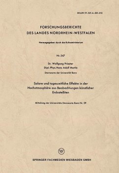Solare und tageszeitliche Effekte in der Hochatmosphäre aus Beobachtungen künstlicher Erdsatelliten (eBook, PDF) - Priester, Wolfgang