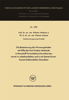 Cover Die Bestimmung des Wassergehaltes mit Hilfe der Karl-Fischer-Methode in Harnstoff-Formaldehyd-Kunstharzen sowie in unbehandelten und in mit diesen Kunstharzen behandelten Geweben (eBook, PDF)