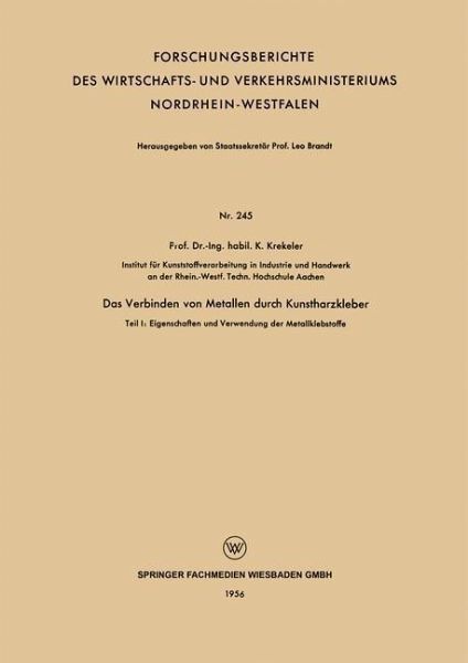 Das Verbinden von Metallen durch Kunstharzkleber (eBook, PDF)
