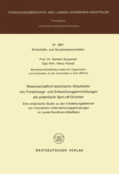 Wissenschaftlich-technische Mitarbeiter von Forschungs- und Entwicklungseinrichtungen als potentielle Spin-off-Gründer (eBook, PDF)