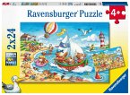 Ravensburger Kinderpuzzle - 07829 Urlaub am Meer - Puzzle für Kinder ab 4 Jahren, mit 2x24 Teilen