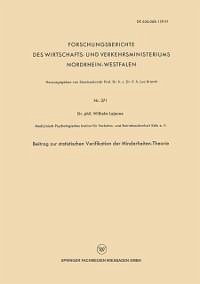 Beitrag zur statistischen Verifikation der Minderheiten-Theorie (eBook, PDF) - Lejeune, Wilhelm