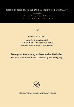 Beitrag zur Anwendung mathematischer Methoden für eine wirtschaftlichere Gestaltung der Fertigung (eBook, PDF) - Fonzi, Fulvio