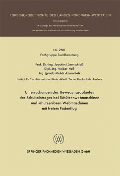 Cover Untersuchungen des Bewegungsablaufes des Schußeintrages bei Schützenwebmaschinen und schützenlosen Webmaschinen mit freiem Fadenflug (eBook, PDF)