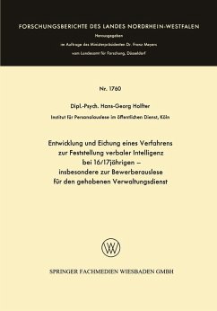 Entwicklung und Eichung eines Verfahrens zur Feststellung verbaler Intelligenz bei 16/17jährigen (eBook, PDF) - Holfter, Hans-Georg