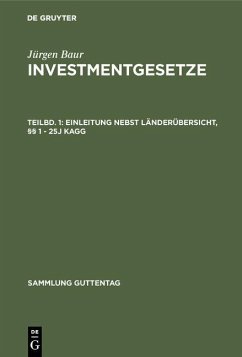 Cover Einleitung nebst Länderübersicht, §§ 1 - 25j KAGG (eBook, PDF)