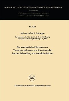 Cover Die systematische Erfassung von Versuchsergebnissen und Literaturstellen bei der Behandlung von Metalloberflächen (eBook, PDF)