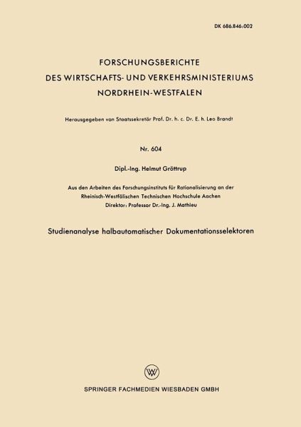 Studienanalyse halbautomatischer Dokumentationsselektoren (eBook, PDF) Studienanalyse halbautomatischer Dokumentationsselektoren (eBook, PDF)