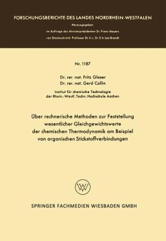 Über rechnerische Methoden zur Feststellung wesentlicher Gleichgewichtswerte der chemischen Thermodynamik am Beispiel von organischen Stickstoffverbindungen (eBook, PDF) - Glaser, Fritz