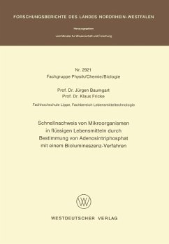 Schnellnachweis von Mikroorganismen in flüssigen Lebensmitteln durch Bestimmung von Adenosintriphosphat mit einem Biolumineszenz-Verfahren (eBook, PDF) Cover Schnellnachweis von Mikroorganismen in flüssigen Lebensmitteln durch Bestimmung von Adenosintriphosphat mit einem Biolumineszenz-Verfahren (eBook, PDF)