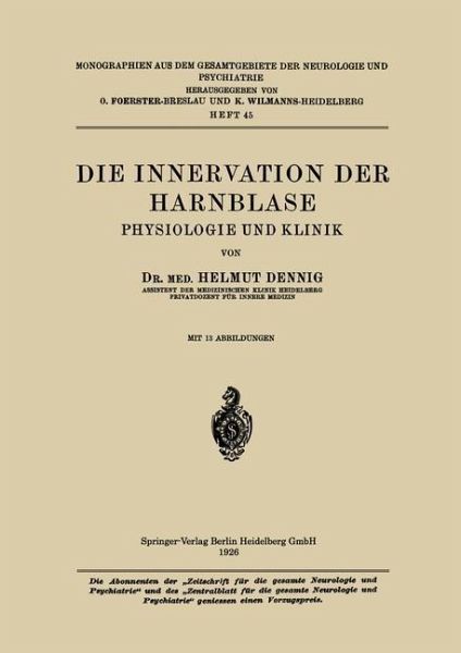 Die Innervation der Harnblase (eBook, PDF)