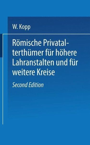 Römische Privatalterthümer, für höhere Lehranstalten und für weitere Kreise (eBook, PDF)