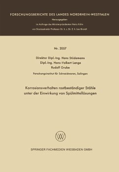 Korrosionsverhalten rostbeständiger Stähle unter der Einwirkung von Spülmittellösungen (eBook, PDF) - Stüdemann, Hans