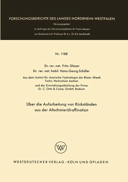 Über die Aufarbeitung von Rückständen aus der Altschmierölraffination (eBook, PDF)